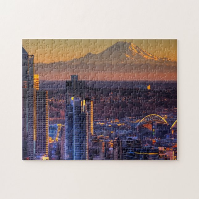 Cityscape view of Seattle downtown, football Jigsaw Puzzle (Horizontal)