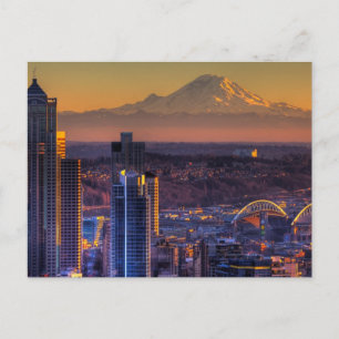 Cityscape view of Seattle downtown, football Postcard