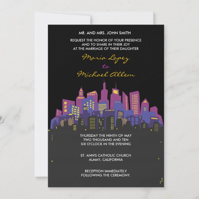 CITYSCAPE Wedding Invitation Invite (Front)
