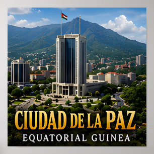 Ciudad de la Paz Equatorial Guinea Travel Souvenir Poster