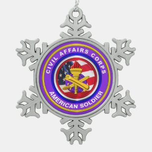 Civil Affairs Christmas Snowflake Pewter Christmas Ornament