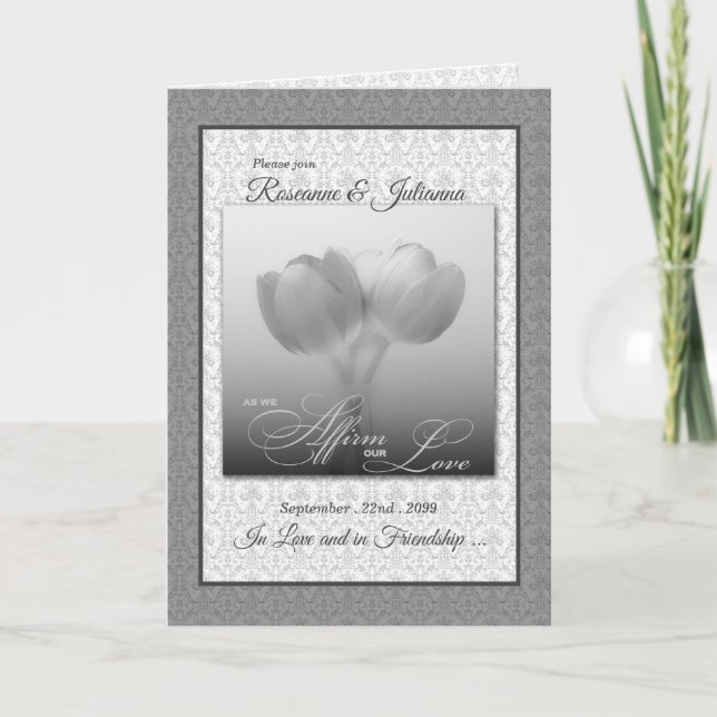 Civil Ceremony Gay and Lesbian Wedding Silver Invitation (Front)