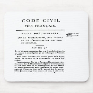 Civil Code of France 1st page printed on mousepad