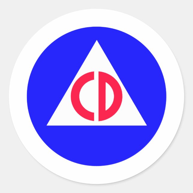 Civil Defence Classic Round Sticker (Front)