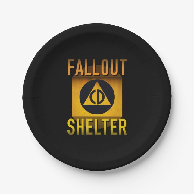 Civil Defence Fallout Shelter Atomic Age Grunge : Paper Plate (Front)