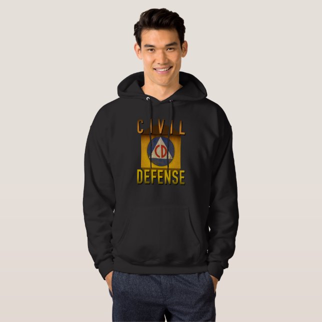 Civil Defence Symbol Retro Atomic Age Grunge : Hoodie (Front Full)