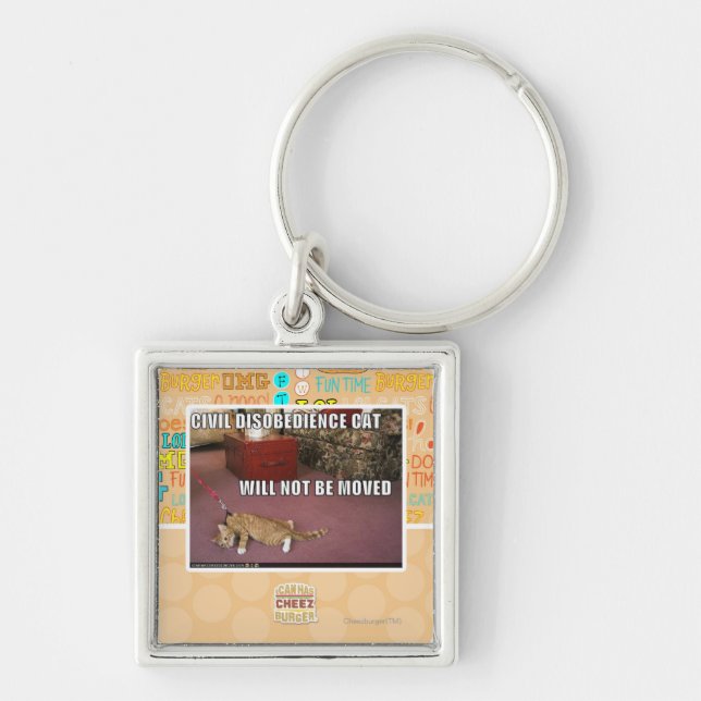 Civil Disobedience Cat Key Ring (Front)