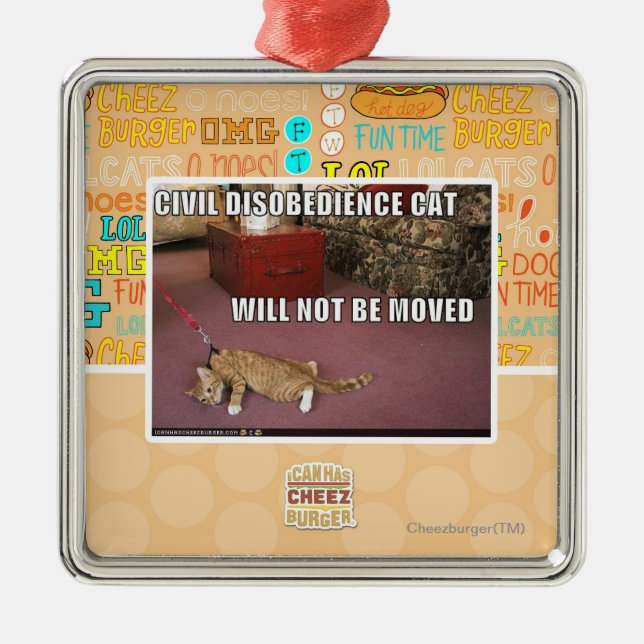 Civil Disobedience Cat Metal Tree Decoration (Front)