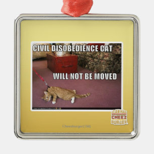 Civil Disobedience Cat Metal Tree Decoration