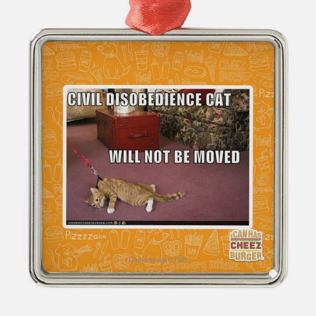 Civil Disobedience Cat Metal Tree Decoration (Front)