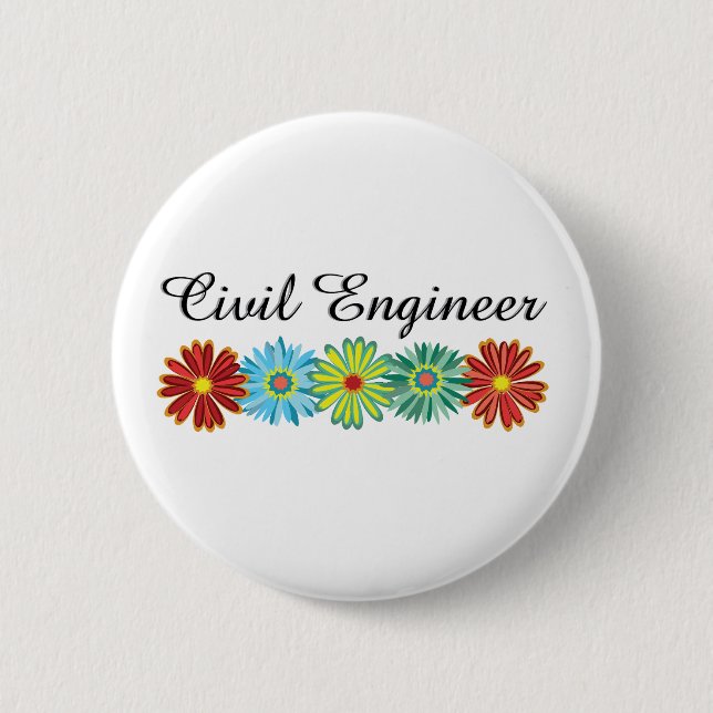 Civil Engineer Asters 6 Cm Round Badge (Front)