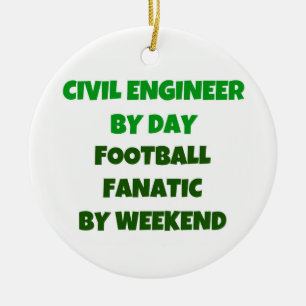 Civil Engineer by Day Football Fanatic by Weekend Ceramic Tree Decoration