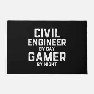 Civil Engineer By Day Gamer By Night Cute Engineer Doormat