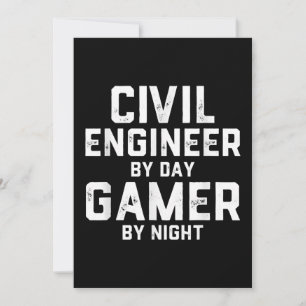 Civil Engineer By Day Gamer By Night Cute Engineer Holiday Card