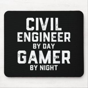 Civil Engineer By Day Gamer By Night Cute Engineer Mouse Mat