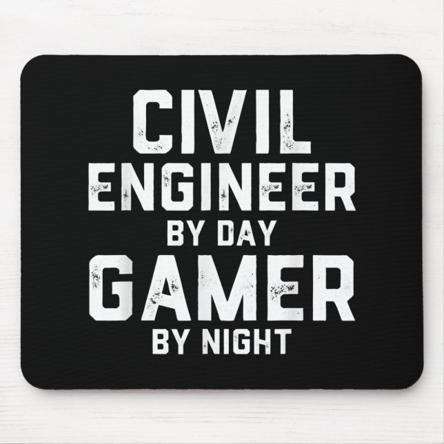 Civil Engineer By Day Gamer By Night Cute Engineer Mouse Mat (Front)