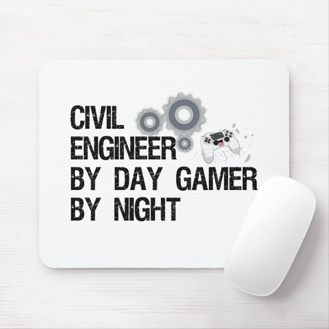 Civil Engineer By Day Gamer By Night Mouse Mat (With Mouse)