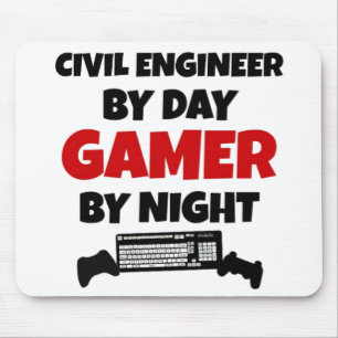 Civil Engineer By Day Gamer by Night Mouse Mat