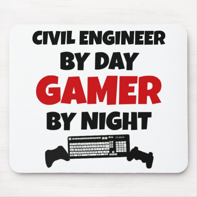Civil Engineer By Day Gamer by Night Mouse Mat (Front)