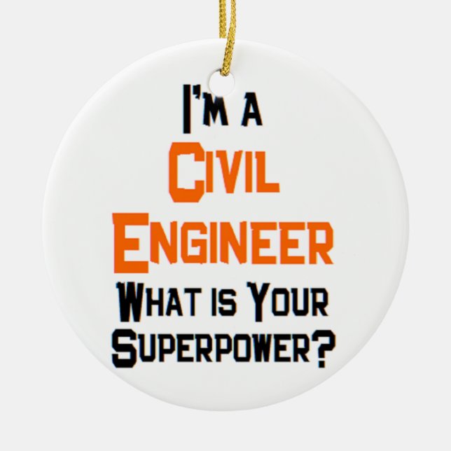civil engineer ceramic tree decoration (Front)