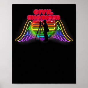 Civil Engineer Colourful Funny Presents For Civil Poster