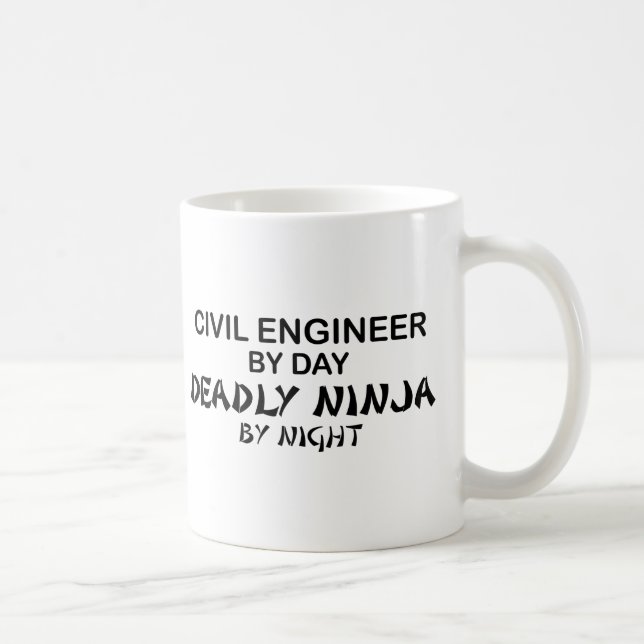 Civil Engineer Deadly Ninja by Night Coffee Mug (Right)