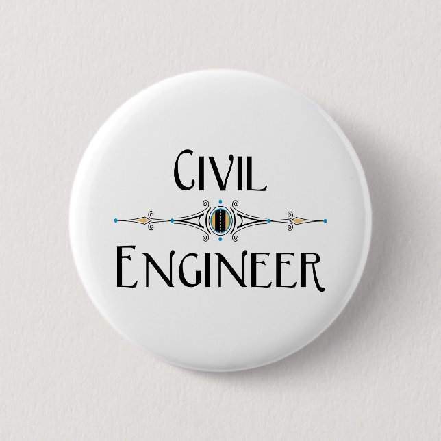 Civil Engineer Decorative Line 6 Cm Round Badge (Front)
