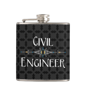 Civil Engineer Decorative Line Hip Flask