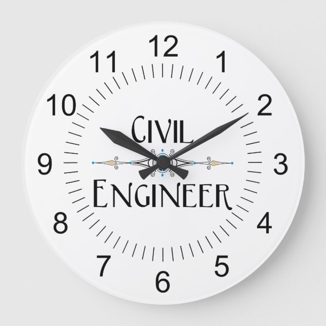 Civil Engineer Decorative Line Large Clock (Front)