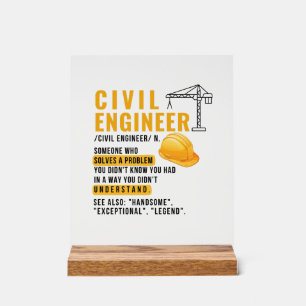 Civil Engineer Definition Funny Gift Acrylic Sign
