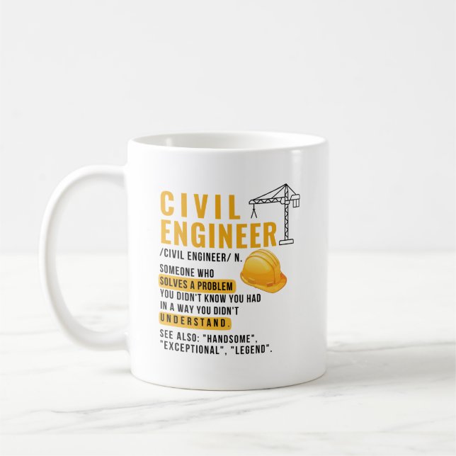 Civil Engineer Definition – Problem Solver Gift Coffee Mug (Left)