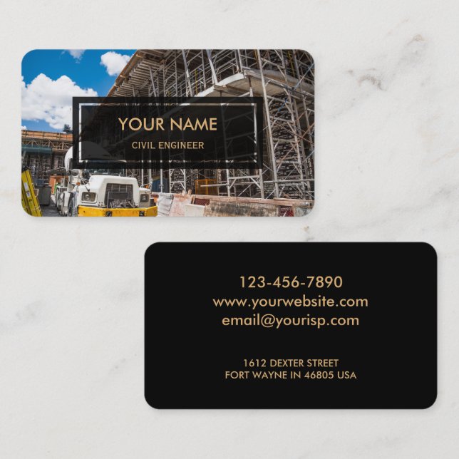 Civil Engineer (Elegant Photo Overlay) Business Card (Front/Back)