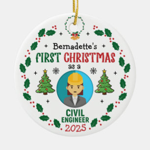 Civil Engineer First Christmas Personalised Ceramic Tree Decoration