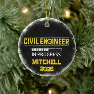 Civil Engineer In Progress Ceramic Tree Decoration