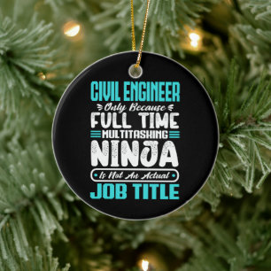 Civil Engineer Job Title Profession Engineering Ceramic Tree Decoration