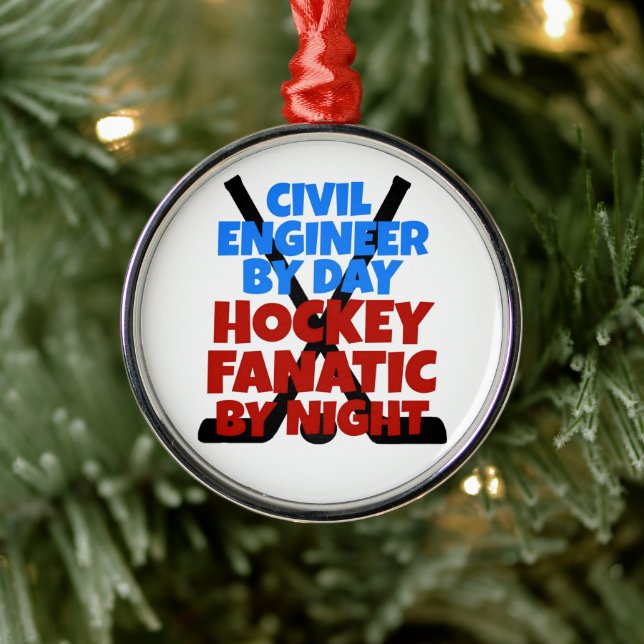 Civil Engineer Loves Hockey Metal Tree Decoration (Tree)