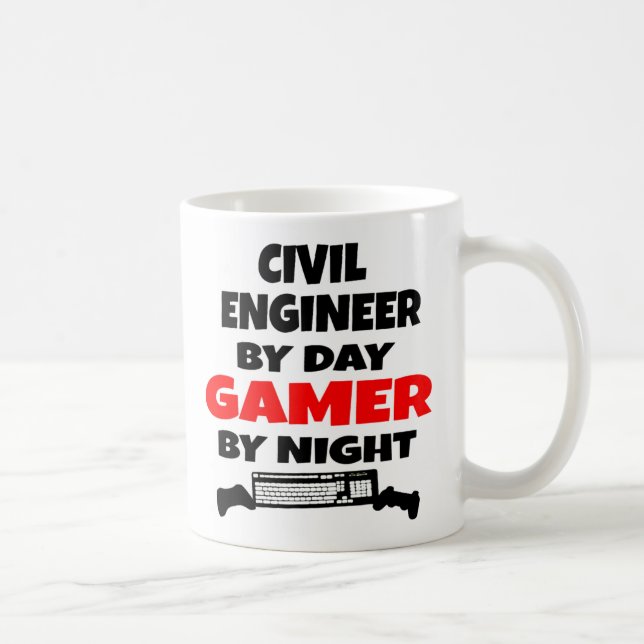 Civil Engineer Loves Playing Video Games Coffee Mug (Right)