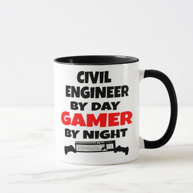 Civil Engineer Loves Playing Video Games Mug (Right)