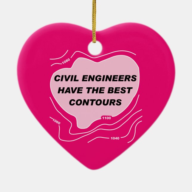Civil Engineer Pink Contours Ceramic Tree Decoration (Back)