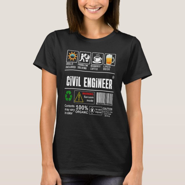 Civil Engineer Skills Included Problem Solving Cof T-Shirt (Front)
