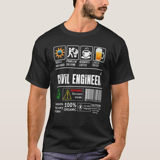 Civil Engineer Skills Included Problem Solving Cof T-Shirt (Front)