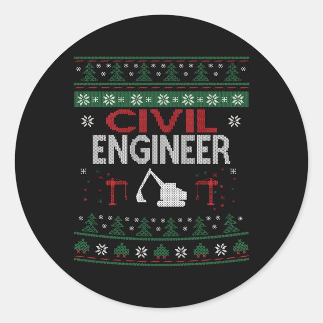 Civil Engineer Ugly Engineering Classic Round Sticker (Front)