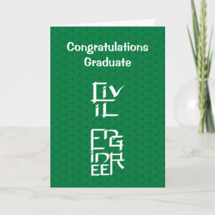 Civil Engineer White Character Graduation Card