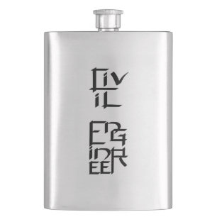 Civil Engineer White Character Hip Flask