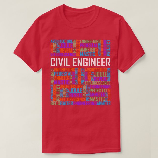 Civil Engineer Words T-Shirt (Design Front)