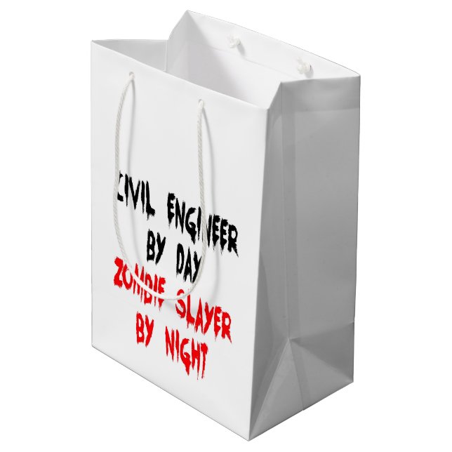 Civil Engineer Zombie Slayer Medium Gift Bag (Back Angled)