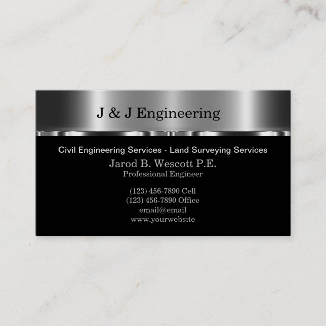 Civil Engineering And Land Surveying Business Card (Front)