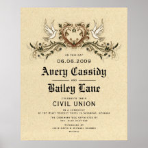"Civil Union" Elegant Floral Wedding Certificate