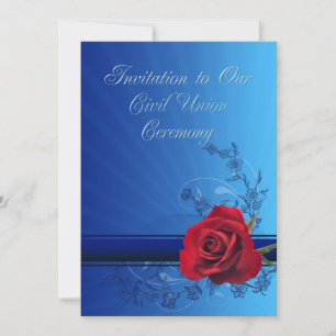 Civil Union invitation with a red rose of love