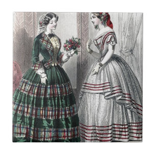 Civil War Antebellum Fashion Ladies Ball Gown Tile